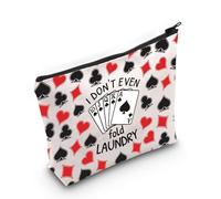 Funny Poker Player Gift Poker Lover Gift I Don’t Even Fold My Laundry Makeup Bag for Gamblers Casino Lover, Fold My Laundry, M