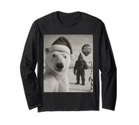 Funny Polar Bear Bigfoot North Pole Christmas Selfie Long Sleeve T-Shirt