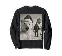 Funny Polar Bear Bigfoot North Pole Christmas Selfie Sweatshirt