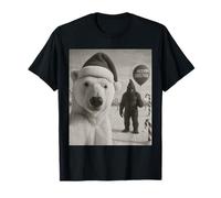 Funny Polar Bear Bigfoot North Pole Christmas Selfie T-Shirt