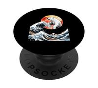 Funny Polar Bear Emerging From Ocean Waves PopSockets Adhesive PopGrip