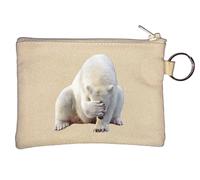 Funny Polar Bear Face Palm Key Chain Coin Purse Beige