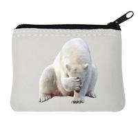 Funny Polar Bear Face Palm Neoprene Coin Purse Pouch 12x9cm White