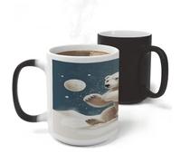 Funny Polar Bear Playing Snowball Heat Color Changing Cup Coffee Mug