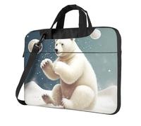Funny Polar Bear Playing Snowball Laptop Bag 13 inch Business Briefcase for Men Women Water Resistant Laptop Shoulder Bag