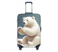 Funny Polar Bear Playing Snowball Luggage Cover for Suitcase Tsa Approved, Spandex Stretch Suitcase Protector Washable Baggage Covers Travel Luggage Sleeve Large Suit Case Cover Fit 18-32 Inch, Black