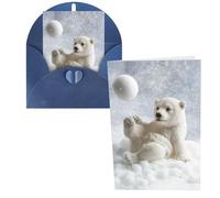 Funny Polar Bear Playing Snowball Print Thank You Cards Greeting Cards With Envelopes Blank Note Cards 10x15 cm Perfect for Thank Yous Invitations