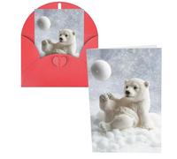 Funny Polar Bear Playing Snowball Print Thank You Cards Greeting Cards With Envelopes Blank Note Cards 10x15 cm Perfect for Thank Yous Invitations