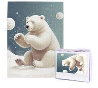 Funny Polar Bear Playing Snowball Puzzle for Adults 500 Pieces Personalized Jigsaw Puzzles from Photos, Challenging Puzzle Perfect for Game Nights, Wooden Puzzles Gift for Holiday Birthday