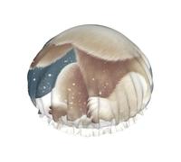 Funny Polar Bear Playing Snowball Shower Cap for Women Reusable Waterproof Shower Bonnet Washable Elastic Band Bath Hair Hat Double Layered Bath Cap Extra Large for Long Hair