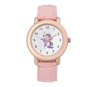 Funny Pole Dancing Unicorn Womens Elegant Watch Analogue Quartz Watch Leather Band Wristwatch