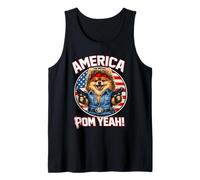 Funny Pomeranian America Yeah Funny US Flag Tank Top