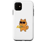 Funny Pomeranian Wearing Sunglasses Playing French Horn Dog Case for iPhone 11