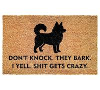 Funny Pomsky Entrance Doormat - Don't Knock They Bark I Yell Gets Crazy - Bold Quote for Porch - Patio - Indoor Decor - Durable Non Slip Floor Mat - Pet Owners - Everyday Use
