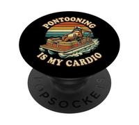 Funny Pontoon Boat Captain Sloth Pontooning Is My Cardio PopSockets Adhesive PopGrip