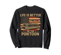 Funny Pontoon Captain, Patriotic USA Flag Summer Boating Sweatshirt