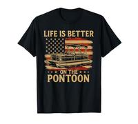 Funny Pontoon Captain, Patriotic USA Flag Summer Boating T-Shirt