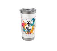 Funny Poodle Dog Jumping Design for White Poodle Lovers Stainless Steel Insulated Tumbler
