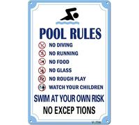 Funny Pool Rules Metal Signs;No Diving No Running No Peeing No Lifeguard On Duty Sign Pool Signs and Decor Outdoor Aluminum Waterproof; Rust Resistant 8x12 In