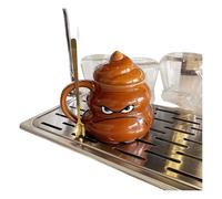 Funny Poop Mug - Creative Novelty Ceramic Cup, Hilarious Gag Gift for Birthday, Unique Poop-Shaped Coffee Cup with C-Handle, 15oz (450ml), Microwave & Dishwasher Safe, Under-Glaze Color (Expression ①)