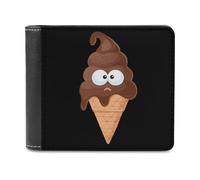 Funny Pooping Shit Ice-Cream Printed Bifold Wallet with Hidden Compartments Pocket Money and Credit Card Holder for Men Women