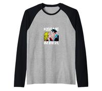 Funny Pop Art Kiss Me I'm Irish St Patrick's Day PAPL2129 Raglan Baseball Tee
