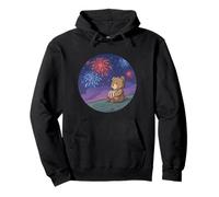 Funny Popcorn Bear with Fireworks Costume Pullover Hoodie