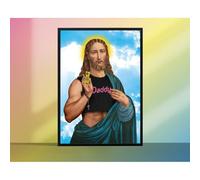Funny Poppers Jesus Liquid Gold Print | Daddy Vintage Altered Art Poster | Gay Pride Culture | LGBTQ+ | Queer Art | Gallery Wall | A3 A4 A5 (24L x 16W,Frame-style)
