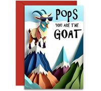 Funny Pops Birthday Card or Fathers Day Card - You are the GOAT - Fun Men's Happy Birthday card for Pops - A5 Size with Red Envelope