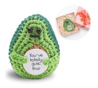 Funny Positive Avocado Wool Knitting Doll,Mini Cute Pocket Hug with Positivity Card,Soft Novelty Good Luck Gifts Charm Encourage Women Kids for Mother Children's Day Birthday Party Home Office Decor