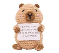 Funny Positive Capybara Crochet, ni Knitted Capybara Doll With Card, Motivational Emotional Support Capybara Good Luck gi-fts For Patient, Bosom Friend