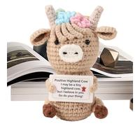 Funny Positive Cow - 4.72x3.35 Inches Knitted Wool Cow Toy, Emotional Supporrt Crochet, Highland Cows Giffts | Cute Handmade Plush Animal For Kids, Adults, Desk, And Home Decoration