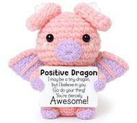 Funny Positive Crochet Animals Dragon Emotional Inspirational Support Cheer Up Birthday Appreciation Gifts for Her Teachers Small Cute Handmade Dragon for Women Teen Friends Motivational Presents