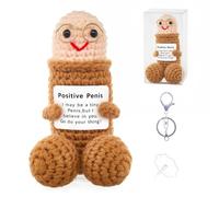 Funny Positive Crochet Animals Gag Doll Emotional Support Stuffed plushies for Adult Men Women,Weird Things Motivational White Elephant (Brown Doll with Glasses)