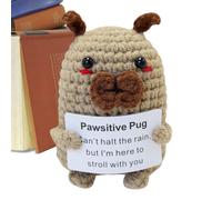 Funny Positive Crochet Dog, Positive Crochet Dog, Knitted Animal Doll, Positive Pug Knitted Dogs Positive Animal Positive Energy Ball Cute Holding Support Card