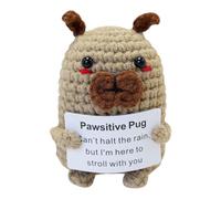 Funny Positive Crochet Dog Stress Knitting Doll Crochet Positive Puppy Knitting Doll with Positive Card