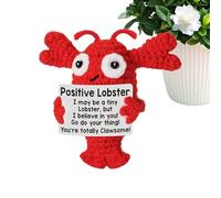 Funny Positive Crochet Lobsters - 10 Inch Knitted Animal Doll, Motivational Plush Toy, Uplifting Stuffed Crustacean with Affirmation Card | Mental Health Gift Crochets Lobsterr for Teens and Teachers