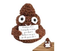 Funny Positive Crochet Poo Doll, Handmade Knitted Wool Incentive, Creative Cute Inspirational Toy for Birthday Gifts, Party Encouragement, Motivational (Brown)