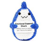 Funny Positive Doll, Knitted Positive Blue Shark with Positive Card, Good Luck Gifts, Funny Gifts, Positive Doll Pocket Hug for Birthday Gift Party Decoration