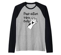 Funny Positive Paw-sitive Vibes Only Cute Heart Paw in Gray Raglan Baseball Tee