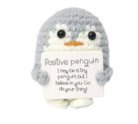 Funny Positive Penguin Emotional Support Gift Cute Crochet Penguin Doll with Positive Card Mini Knitted Toy Positivity Gifts Good Luck Gifts for Adult Kids Lovers Birthday Thanksgiving Christmas