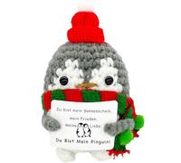 Funny Positive Penguins, Mini Cute Wool Crochet Doll with Positivity Card, Good Luck Gift for Women, Kids, Student, Creative Plush Emotional Support for Birthday Thanksgiving Christmas