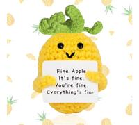Funny Positive Pickle Doll, Pineapple Emotional Support Gift, Crochet Dolls with Positive Card, Mini Pineapple Dolls for Family Friends Encouragement Party Decoration Good Luck Motivational Gift