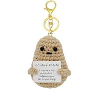 Funny Positive Potato with Positive Card, Creative Knitting Wool Potato Doll with Keychain, Get Well Soon Gift, Lucky Charm Exam Gift, Gifts for Women Men, Home Office Party Decorations