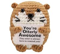 Funny Positive Sea Otter, Mini Crochet Otter Doll Emotional Knitted Sea Otter Toy with Support Card Cute Cheer Up Gift for Friends Coworkers Birthday Encouragement Party Decoration