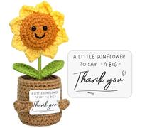 Funny Positive Sunflower Gifts for Women Men - Handmade Crochet Animals Birthday Gift for Her, Thank You Gift for Mom, Teacher, Sister, Friend, Emotional Support Plush Small Cute Stuff Things