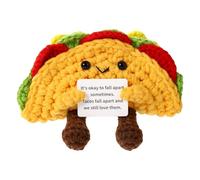 Funny Positive Taco, 5.12x4.33 Inch Emotional Positive Support Taco Inspirational Crochet Taco with Encouragement Card Knitted Taco Doll Positive Gift for Friends Home Decoration