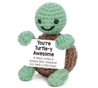 Funny Positive Turtle Gifts, Handmade Crocheted Cuddly Toy, Inspirational Courage Decoration, Motivational Gifts for Women Men, Birthday Gift, Lucky Charm, Party Decoration (Green)