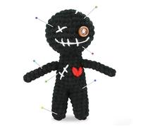 Funny Positive Voodoo Doll, Emotional Support Gift, Handmade Wool Crochet Doll with Pins & Stuffing, Inspirational Decoration for Friends & Colleagues (Black)