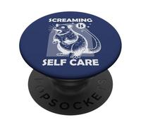Funny Possum Meme Screaming Self Care Mental Health Animal PopSockets Adhesive PopGrip